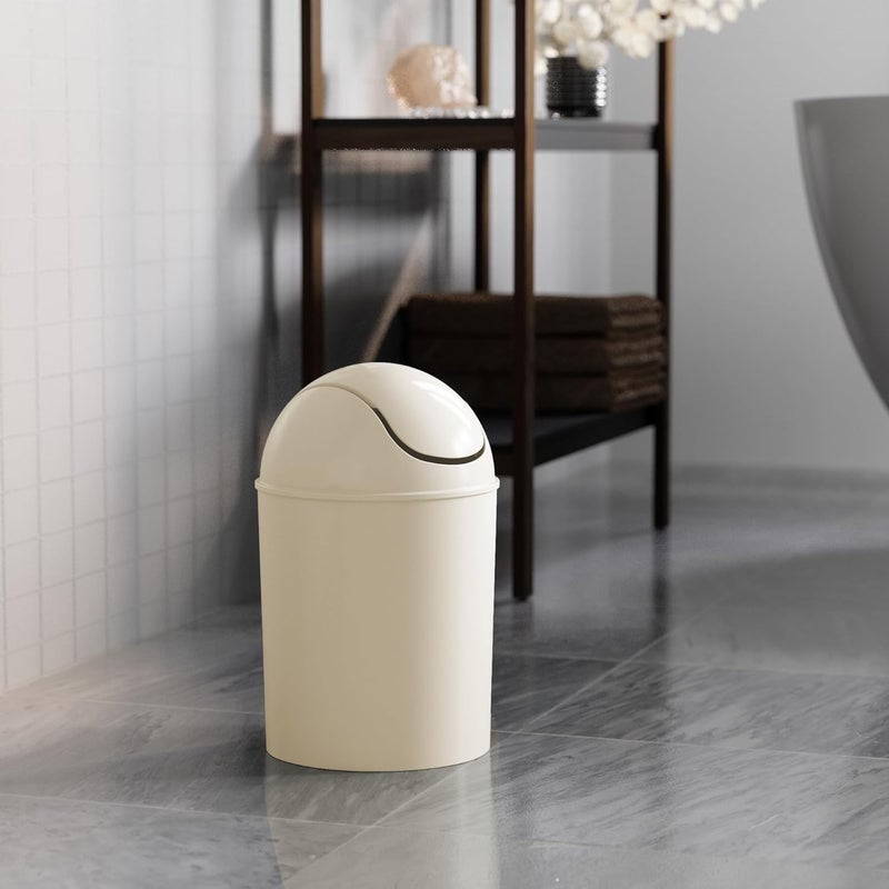 UMBRA 1.25 Gallon Mini Waste Can with Removable Swing-Top Lid - Small Garbage Bin for Kitchen, Bathroom, Bedroom, Office - Compact Trash Can Fit Under Tables & Counters - Sand - Image 5